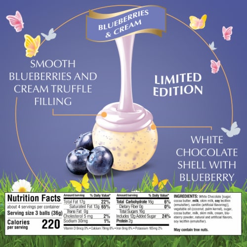 Lindt LINDOR Blueberries & Cream White Chocolate Easter Candy Truffles Bag Perspective: top
