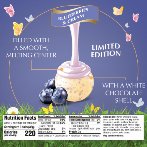 Lindt LINDOR Blueberries & Cream White Chocolate Easter Candy Truffles Bag Perspective: top