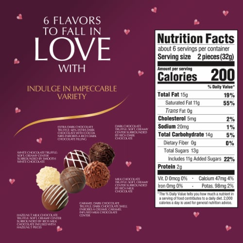 Lindt Valentine's Assorted Chocolate Gourmet Truffles Heart Gift Box Perspective: top