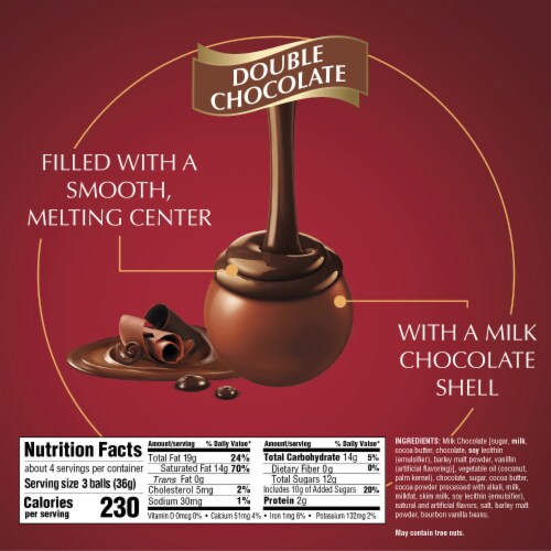 Lindt LINDOR Double Chocolate Milk Chocolate Candy Truffles Bag Perspective: top