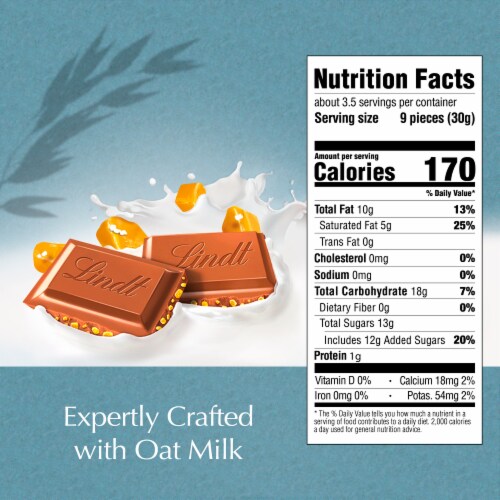 Lindt CLASSIC RECIPE OatMilk Salted Caramel Chocolate Candy Bar Perspective: top