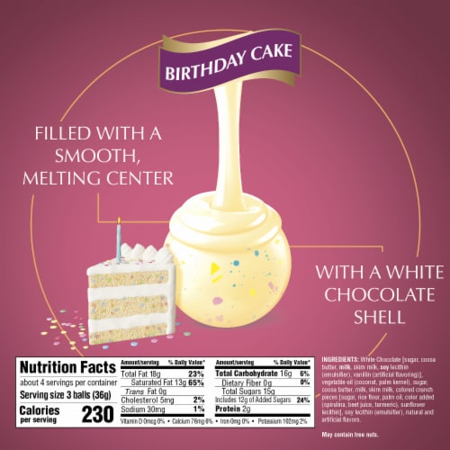 Lindt LINDOR Birthday Cake White Chocolate Candy Truffles Bag Perspective: top
