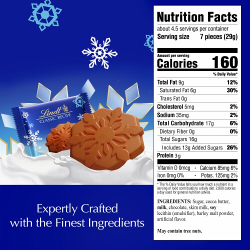 Lindt CLASSIC RECIPE Holiday Milk Chocolate Candy Snowflake Pouch Perspective: top