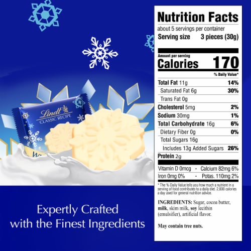 Lindt CLASSIC RECIPE Holiday White Chocolate Candy Snowflake Pouch Perspective: top