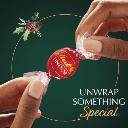 Lindt LINDOR Holiday Assortment Chocolate Christmas Candy Truffles Bag Perspective: top