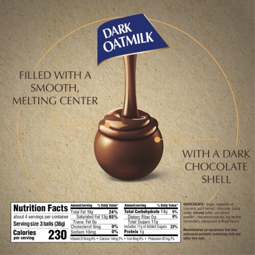Lindt LINDOR Non-Dairy Oatmilk Dark Chocolate Candy Truffles Bag Perspective: top