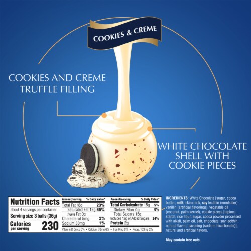 Lindt LINDOR Cookies and Creme White Chocolate Candy Truffles Bag Perspective: top