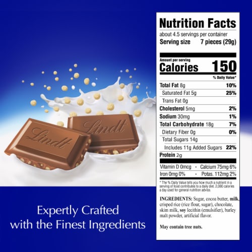 Lindt CLASSIC RECIPE Crispy Milk Chocolate Candy Bar Perspective: top