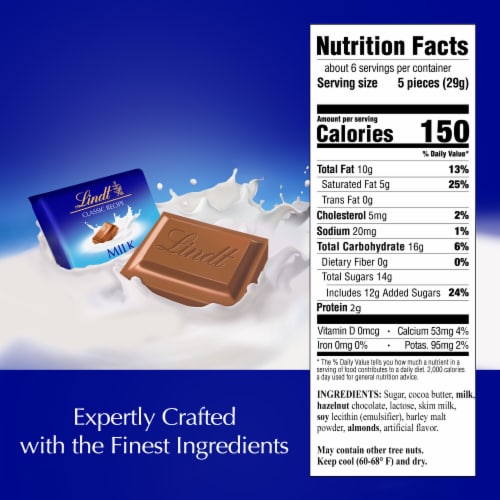 Lindt CLASSIC RECIPE Milk Chocolate Candy Individually Wrapped Pieces Perspective: top