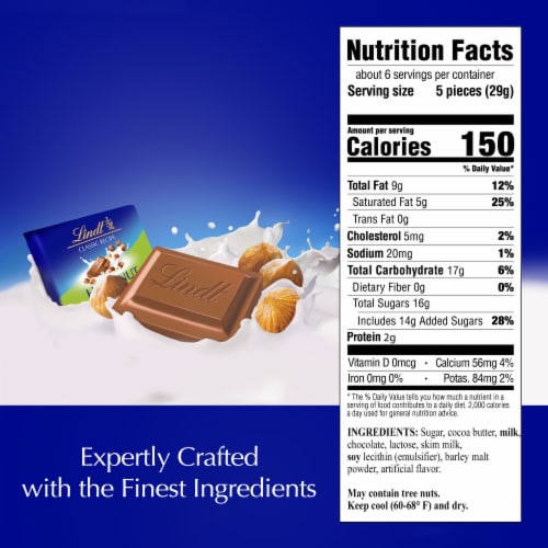 Lindt CLASSIC RECIPE Hazelnut Milk Chocolate Candy Pouch Perspective: top