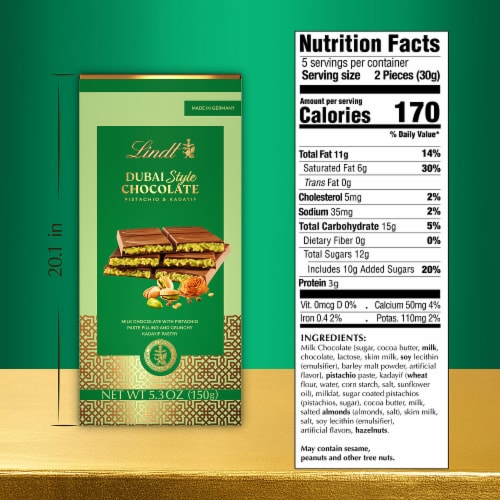 Lindt Dubai Style Milk Chocolate Candy with Pistachio & Kadayif - Available starting July 14th Perspective: top