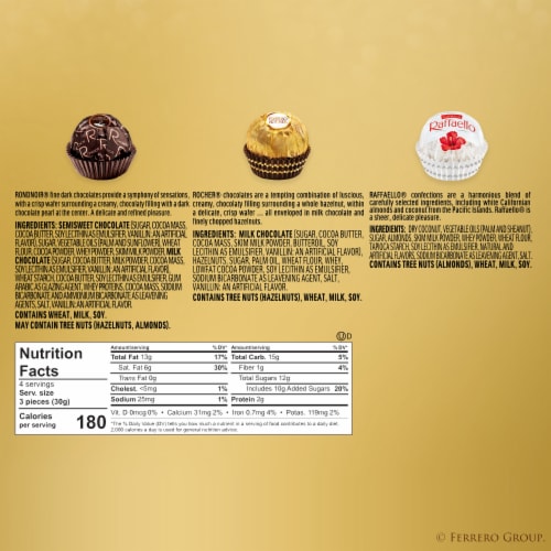 Ferrero Rocher Gourmet Assorted Hazelnut Milk and Dark Chocolate and Coconut Chocolate Gift Box Perspective: top