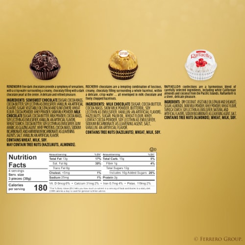 Ferrero Rocher Premium Milk Chocolate Hazelnut Valentine's Chocolate Gift  Box Individually Wrapped, 5.3 oz - Kroger