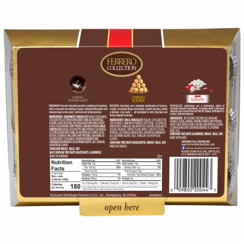 Ferrero Collection Gourmet Assorted Hazelnut Milk Chocolate, Dark Chocolate And Coconut Gift Box Perspective: top