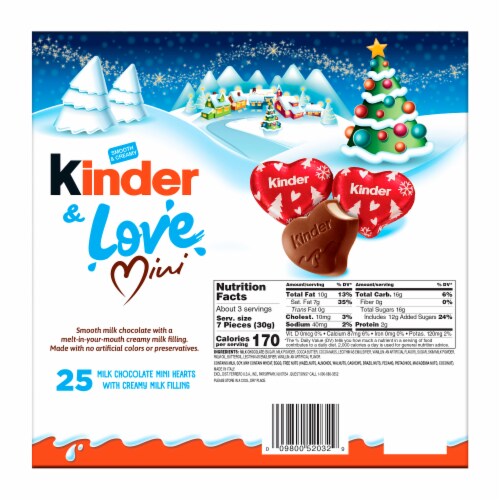Kinder & Love Holiday Gift Box Chocolatey Candy Individually Wrapped Perspective: top