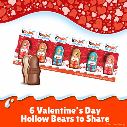 Kinder Chocolate Hollow Bears, 6 Count, Valentine's Day Gift For Kids, 3.1 oz Perspective: top