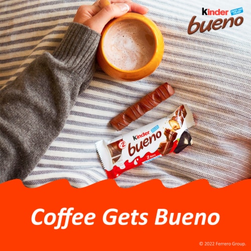 Kinder Bueno Milk Chocolate and Hazelnut Cream Individually Wrapped Chocolate Bars Perspective: top