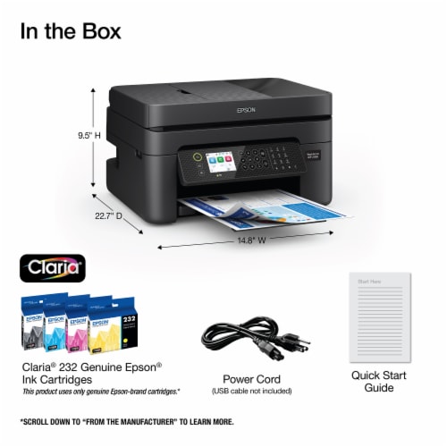 Epson WorkForce WF-2950 Wireless All-In-One Printer Perspective: top
