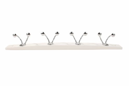 Spectrum Stratford 4-Double Hook Wood Rack - White/Chrome Perspective: top