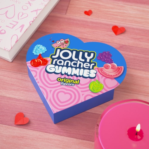 JOLLY RANCHER Gummies Assorted Fruit Flavored Valentine Candy Gift Box Perspective: top