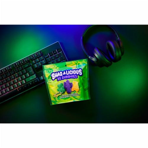 SHAQ-A-LICIOUS XL GUMMIES Sour Chewy Candy Bag Perspective: top