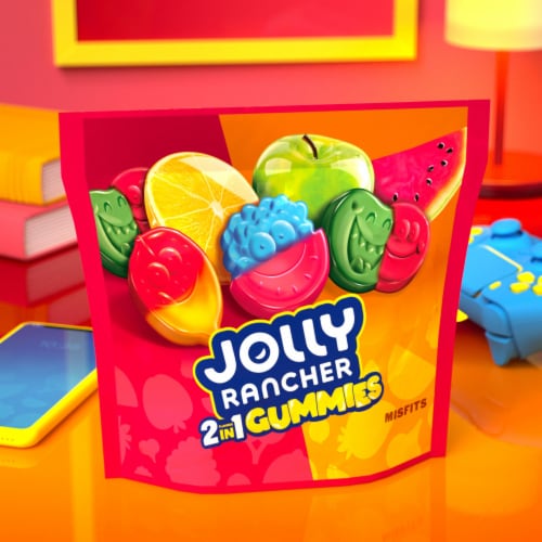 JOLLY RANCHER Gummies Misfits 2-in-1 Fruit Flavored Candy Bag Perspective: top