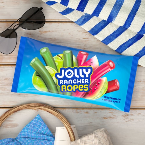 JOLLY RANCHER Ropes Watermelon and Green Apple Flavored Candy Bag Perspective: top