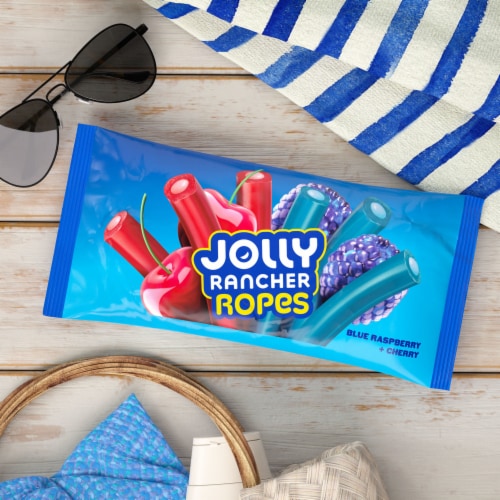 JOLLY RANCHER Ropes Blue Raspberry and Cherry Flavored Candy Bag Perspective: top