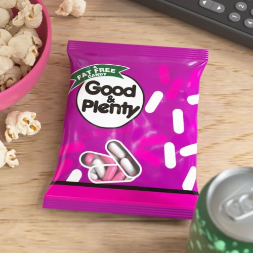 GOOD & PLENTY Licorice Fat Free Candy Bag Perspective: top