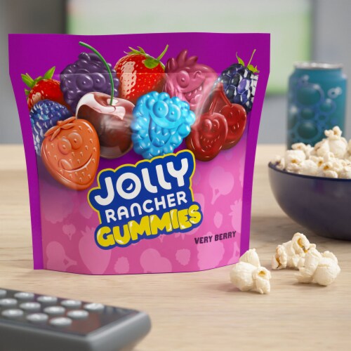 JOLLY RANCHER Gummies Very Berry Assorted Fruit Flavors Candy Resealable Bag Perspective: top