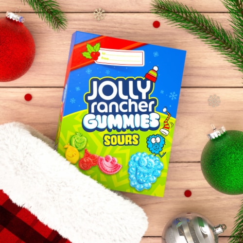JOLLY RANCHER Gummies Sours Assorted Fruit Flavored Christmas Candy Gift Box Perspective: top