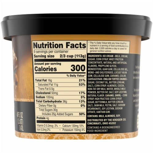 Private Selection® English Toffee Caramel Ice Cream Tub Perspective: top