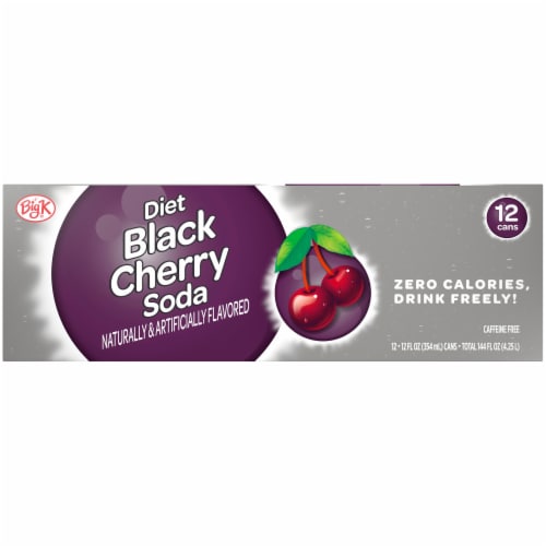 Big K® Diet Black Cherry Soda Cans Perspective: top