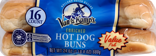 Van De Kamp's Value Pak White Hot Dog Buns Perspective: top