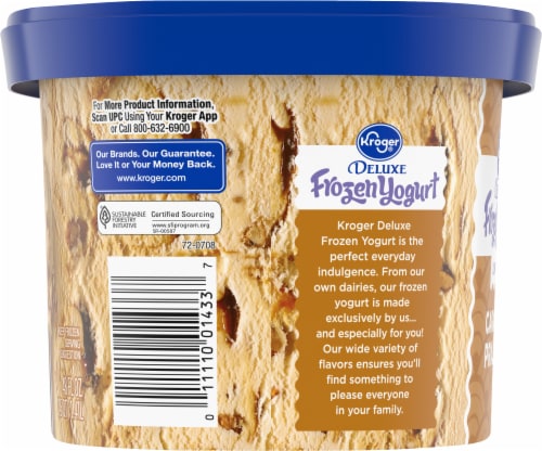 Kroger® Deluxe Low Fat Caramel Praline Frozen Yogurt Tub Perspective: top