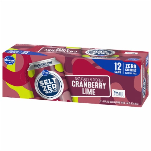 Kroger® Cranberry Lime Flavored Seltzer Water Cans Perspective: top