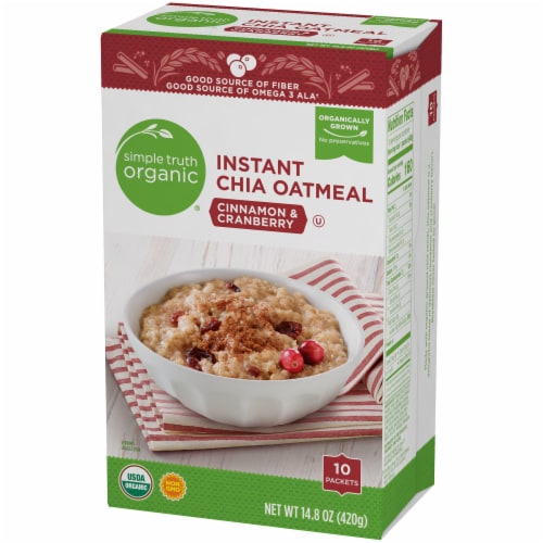 Simple Truth Organic® Cinnamon & Cranberry Instant Chia Oatmeal Packets Perspective: top