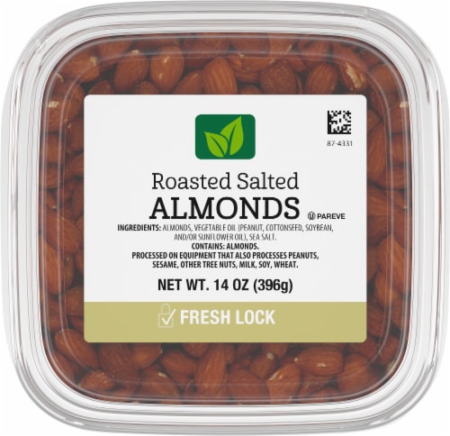 Pre Packaged Bulk Roasted & Salted Almond Nuts Perspective: top