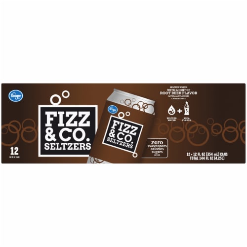 Kroger® Fizz & Co. Root Beer Flavored Seltzer Water Cans Perspective: top
