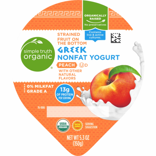 Simple Truth Organic® Strained Peach Greek Nonfat Yogurt Perspective: top