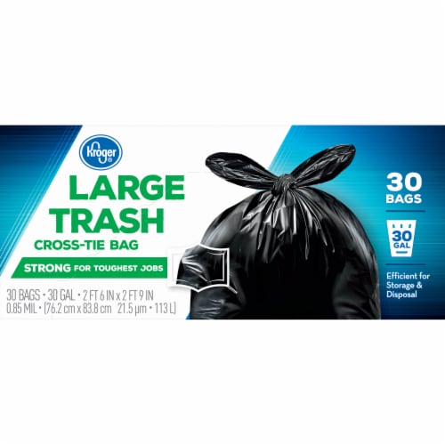 Kroger® Large 30 Gallon Cross Tie Trash Bags Perspective: top