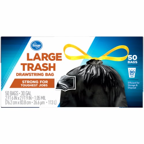 Kroger® Large 30 Gallon Drawstring Trash Bags Perspective: top