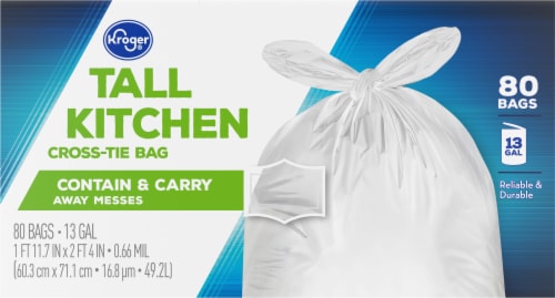 Kroger® Tall 13 Gallon Kitchen Cross Tie Trash Bags, 80 ct - Kroger