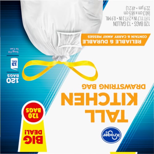 Kroger® Tall 13 Gallon Kitchen Drawstring Trash Bags BIG Deal! Perspective: top