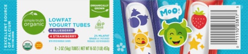 Simple Truth Organic® Strawberry & Blueberry Kids Low Fat Yogurt Tubes Perspective: top