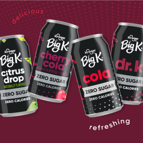 Big K® Dr K Zero Sugar Zero Calorie Soda Cans Perspective: top