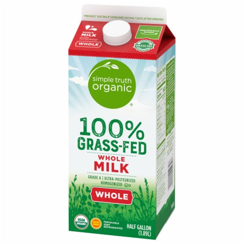 Simple Truth Organic® 100% Grassfed Whole Milk Half Gallon Perspective: top