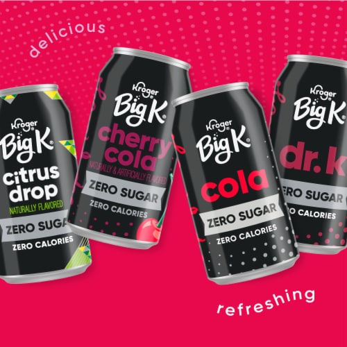 Big K® Strawberry Caffeine Free Soda Cans Perspective: top