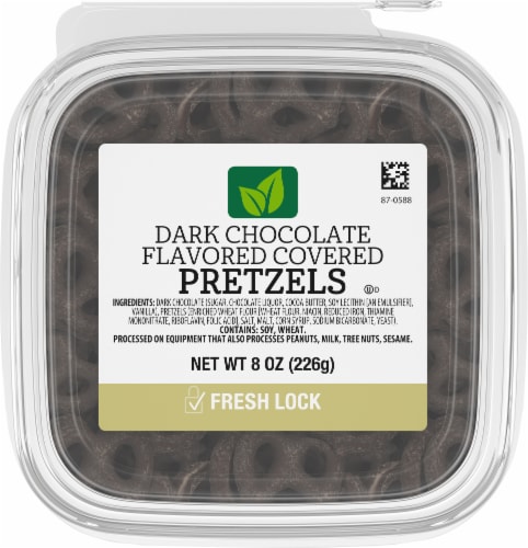 Dark Chocolate Flavored Covered Pretzels Perspective: top