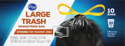 Kroger® 30 Gallon Large Drawstring Trash Bags Perspective: top